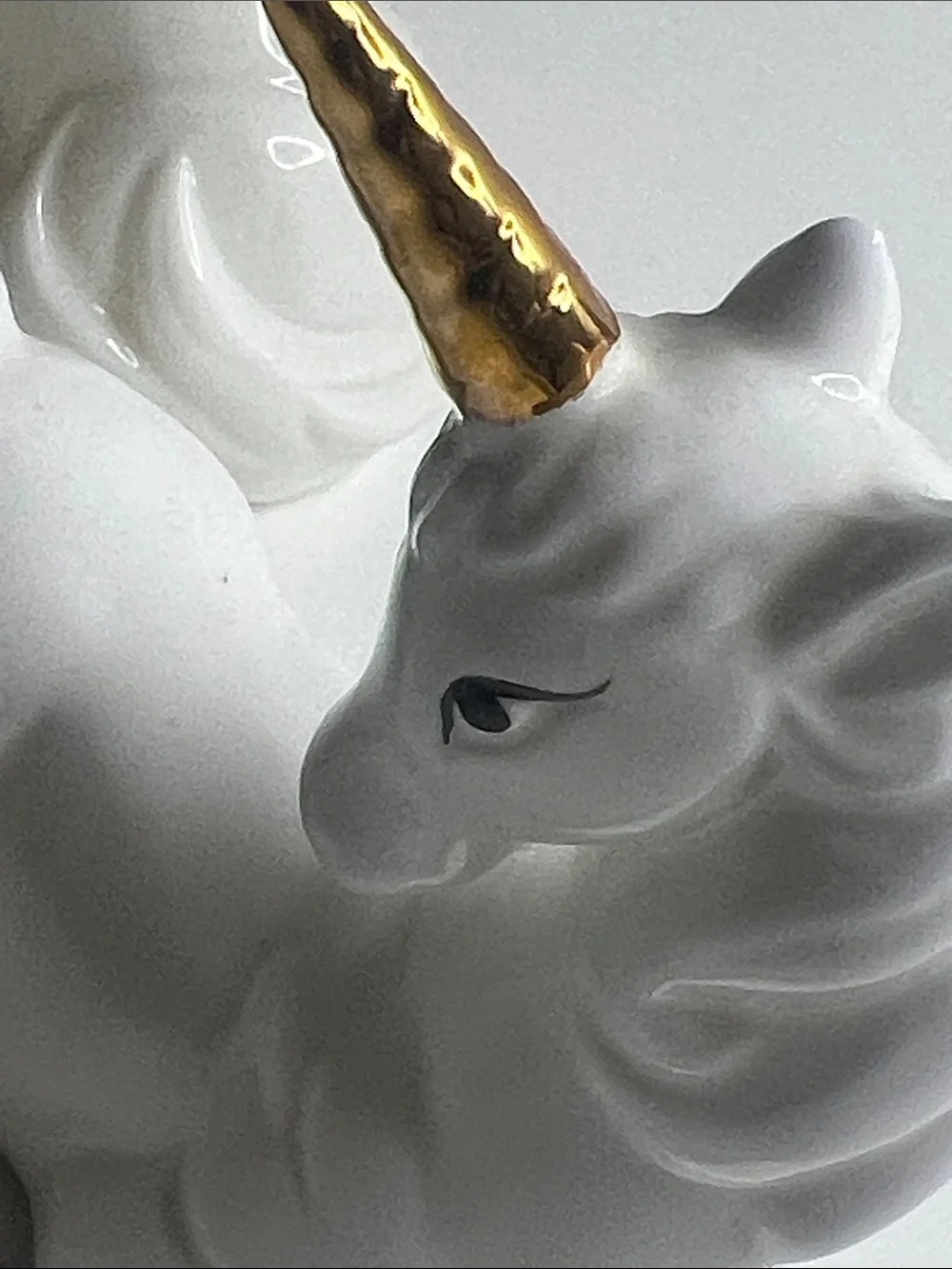 80s Enesco Unicorn Figurine Set White Porcelain Gold Horn Collectibles